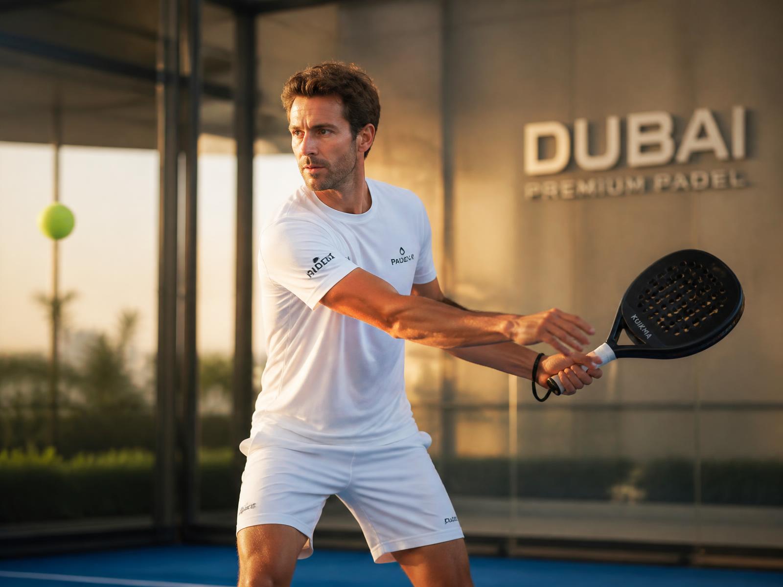 Certified padel coach demonstrating a stroke